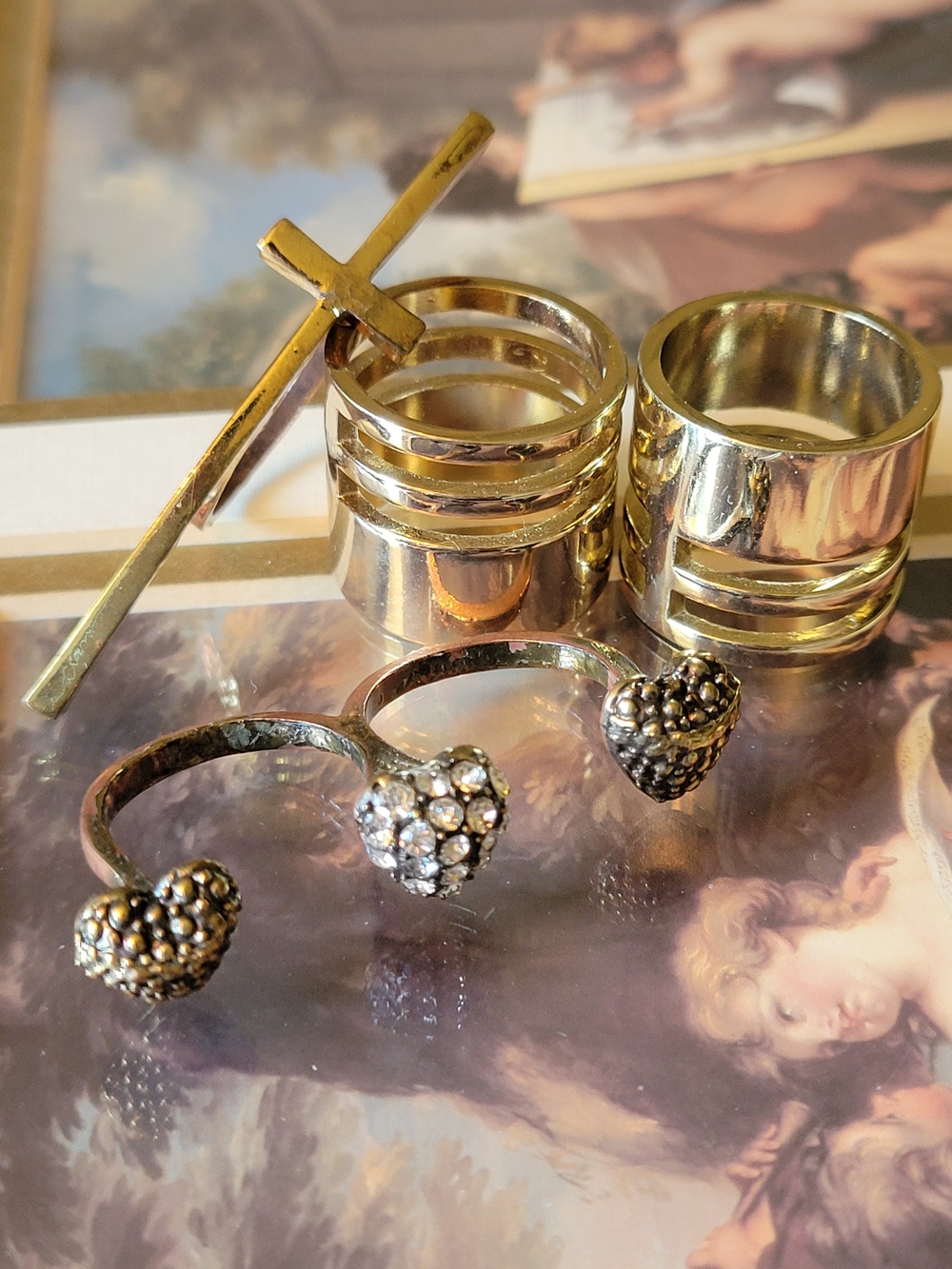 Gold-Tone Rings Set -4 Women Jewelry
